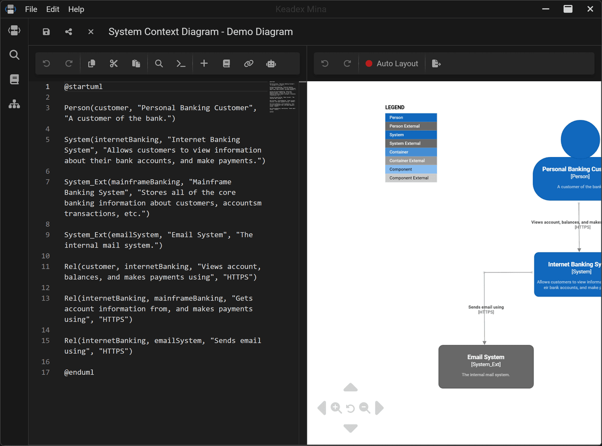 Keadex Mina screenshot of the editor